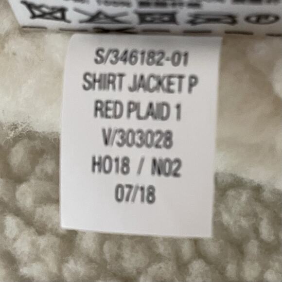 Old Navy Chore Shirt Jacket Men Size Med Red Plaid Shacket Flannel Sherpa Lined - Picture 8 of 8